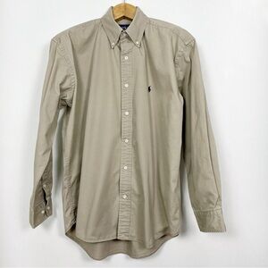 Ralph Lauren Men's Beige Blake Button-Down Cotton Shirt Size‎ XL